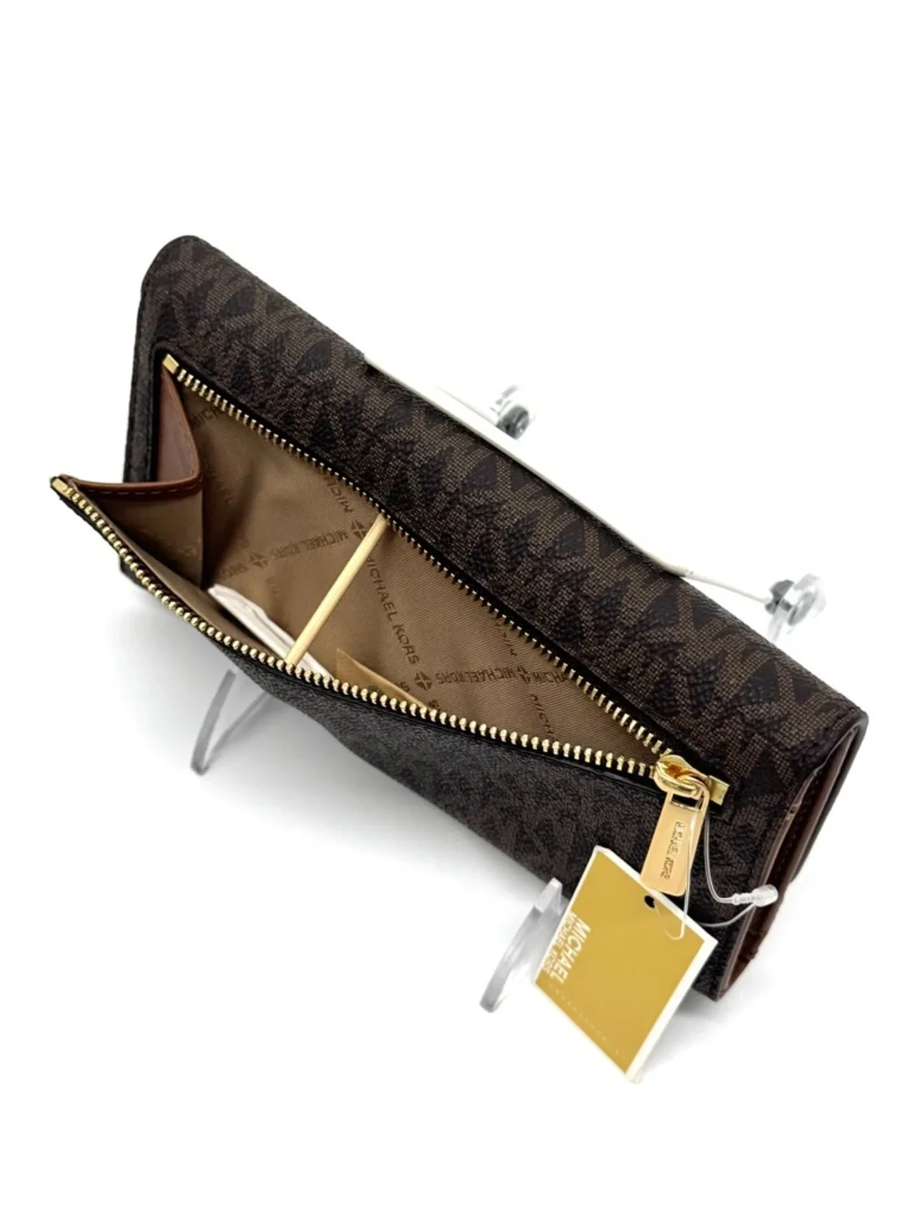 Michael Kors Large Trifold Wallet Brown Signature